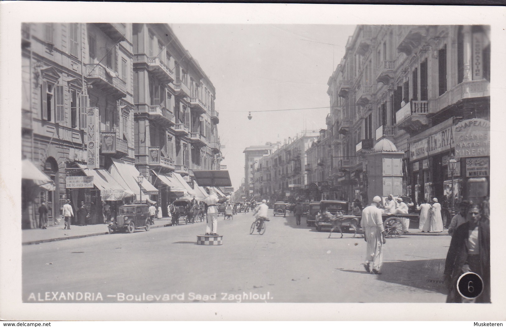 Egypt PPC Alexandria  - Boulevard Saad Zaghloul Animation Old Cars Alte Autos Echte Real Photo Véritable (2 Scans) - Alexandria