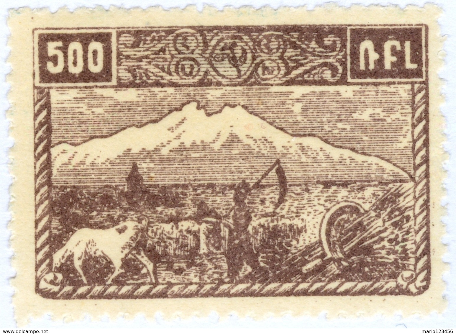 ARMENIA, SIMBOLI NAZIONALI, MONTE ARARAT, 1921, 500 R., FRANCOBOLLO NUOVO (MLH*)  Mi:AM IIiA, Scott:AM 286, Yt:AM 110 - Armenia