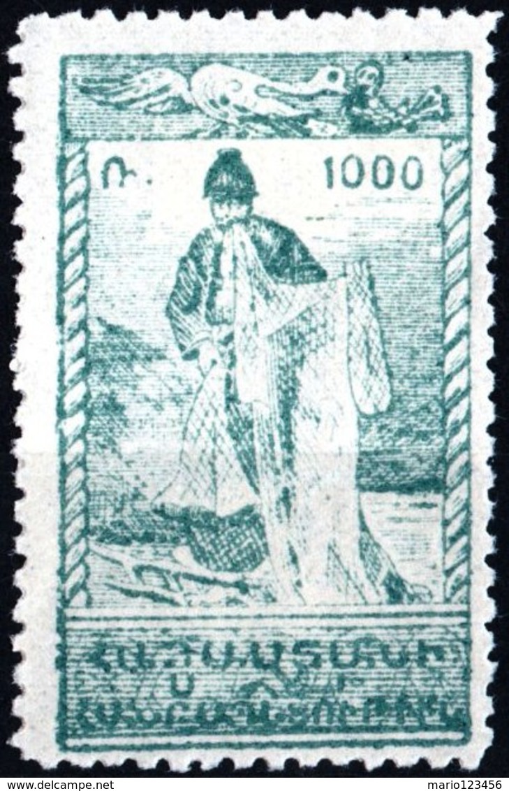 ARMENIA, SIMBOLI NAZIONALI, PESCATORE, 1921, 1000 R., FRANCOBOLLO NUOVO (MLH*)  Mi:AM IIkA, Scott:AM 287, Yt:AM 111 - Armenia