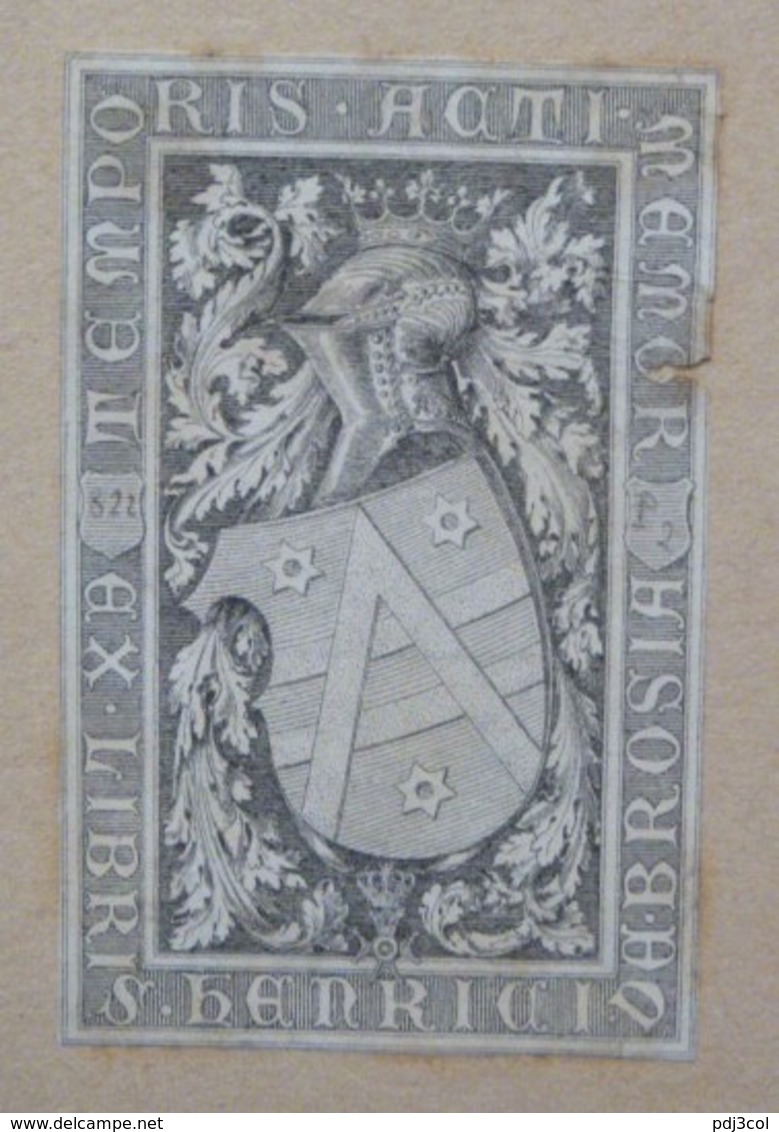 Ex-libris Héraldique XIXème - HENRY DE BROISE - Ex-libris