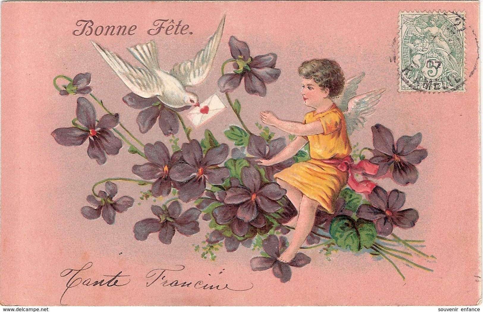 CPA Carte Gaufrée Bonne Année Fillette Enfant Bonne Fête - Autres & Non Classés