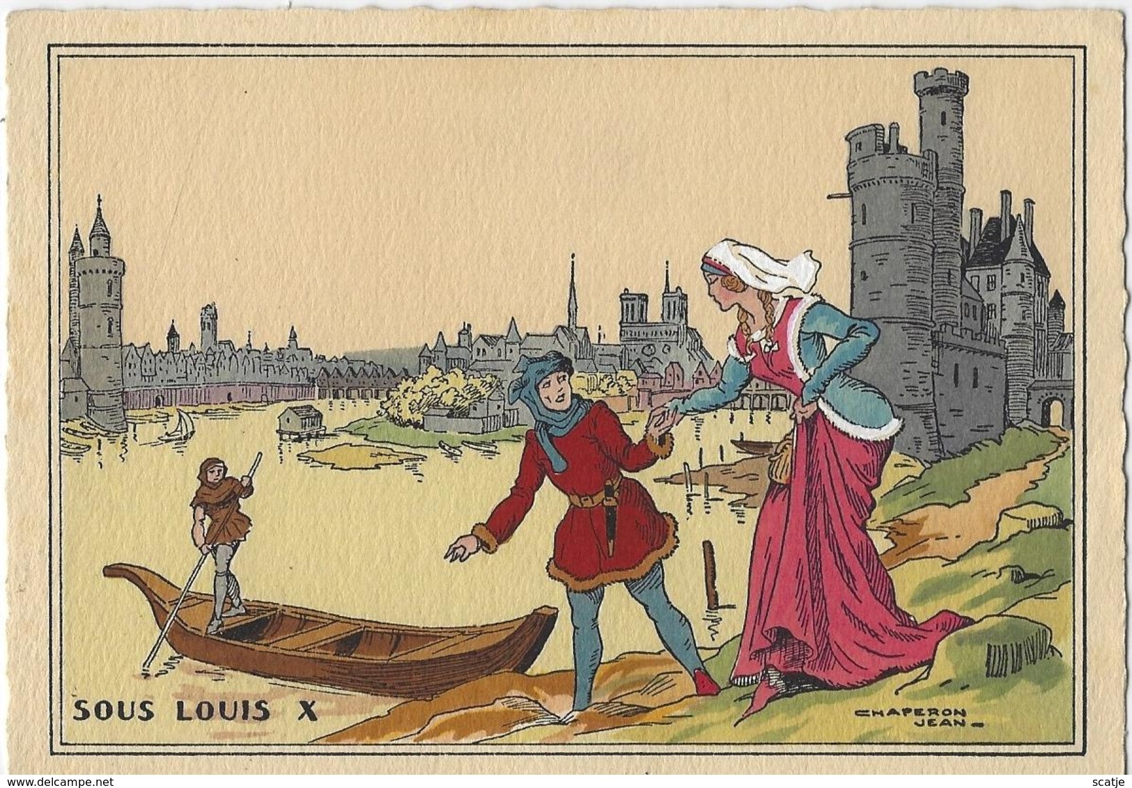 Paris.   -   Chaperon Jean   -   Sous  Louis X.   -    La Tour De Nesles Au XIV E Siècle  (1350) - Mode