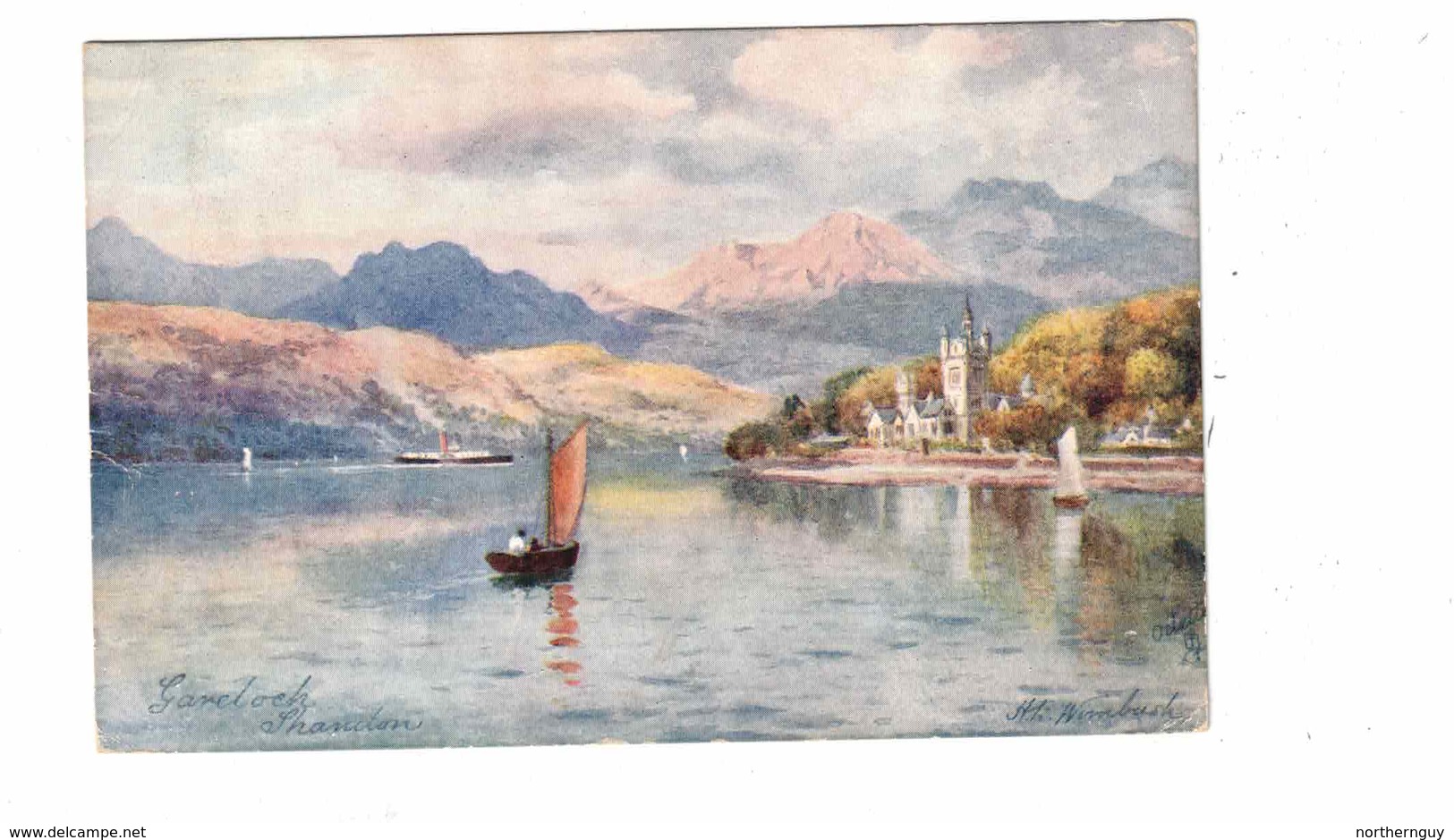 "Gareloch, Shandon (Scotland), Pre-1920 Tuck Postcard, Signed Artist "H Wimbush" England - Wimbush