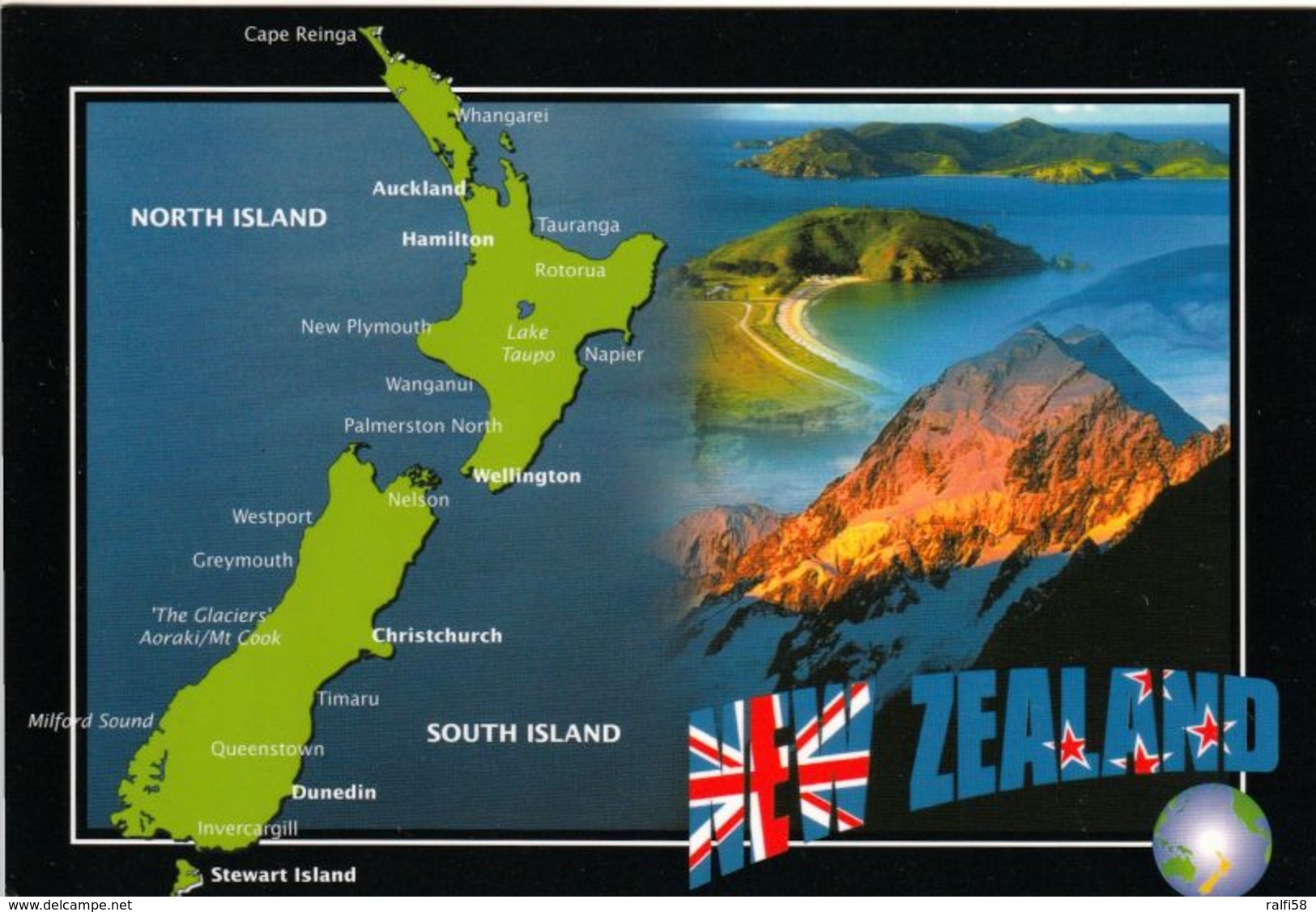 1 Map Of New Zealand * 1 Ansichtskarte Mit Der Landkarte Von Neuseeland * - Landkarten