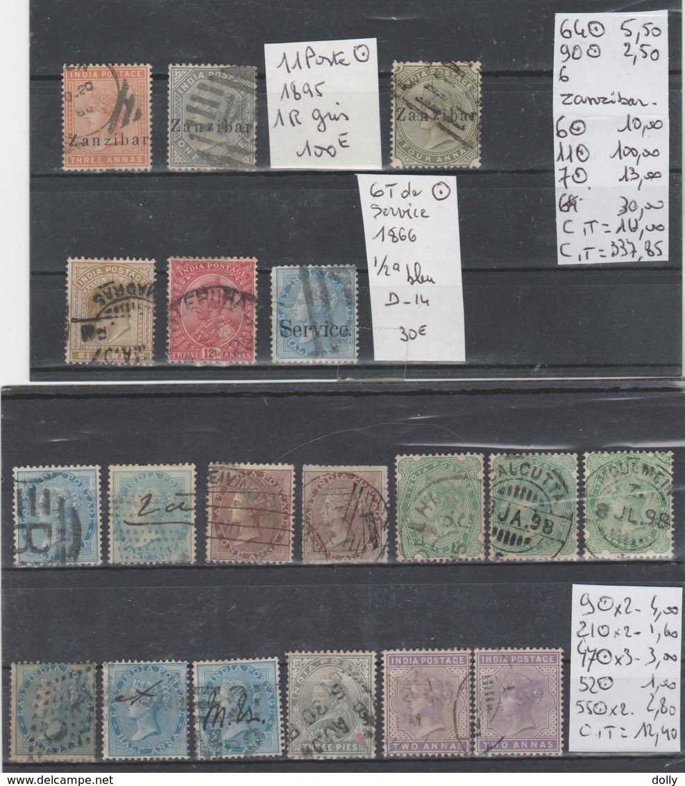 TIMBRES DES INDES ANGLAISE  NEUF **MNH /*/  OBLITEREES 1855-1927 +PA- Nr VOIR SUR PAPIER AVEC TIMBRES   COTE  404.65   € - 1854 Compañia Británica De Las Indias