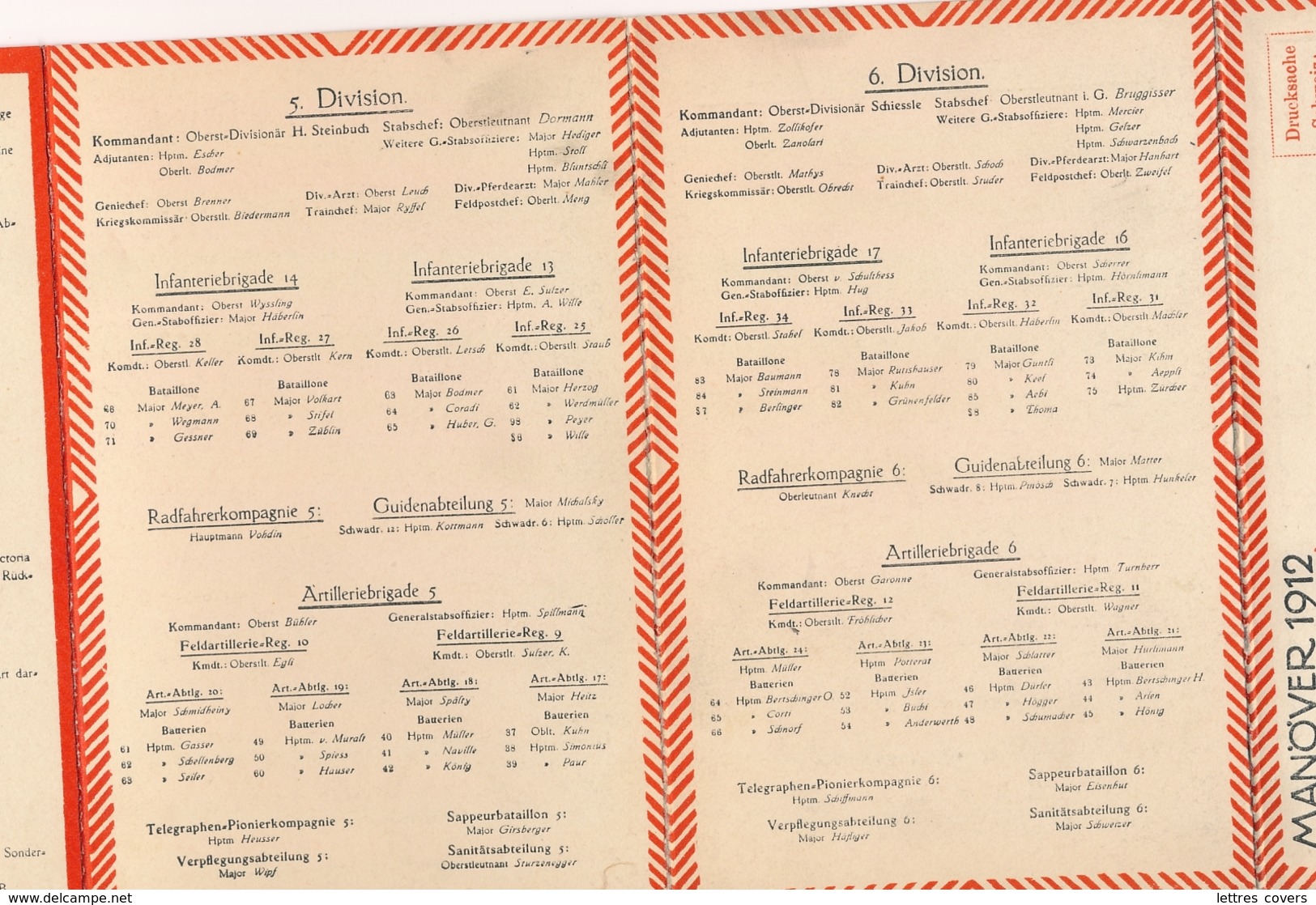 Carte En 4 Panneaux MANÖVER 1912 EN SUISSE - BESUCHT VON DEM DEUTSCHEN KAISER WILHELM II Programme - Documents Historiques