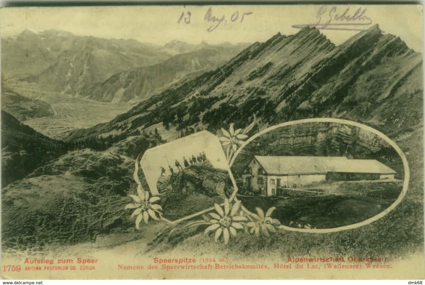 SWITZERLAND - AUFSTIEG ZUM SPEER - SPEERSPITZE - HOTEL DU LAC - WEESEN - MAILED TO ITALY1905 -  AMBULANT N. 21 (7249) - Weesen