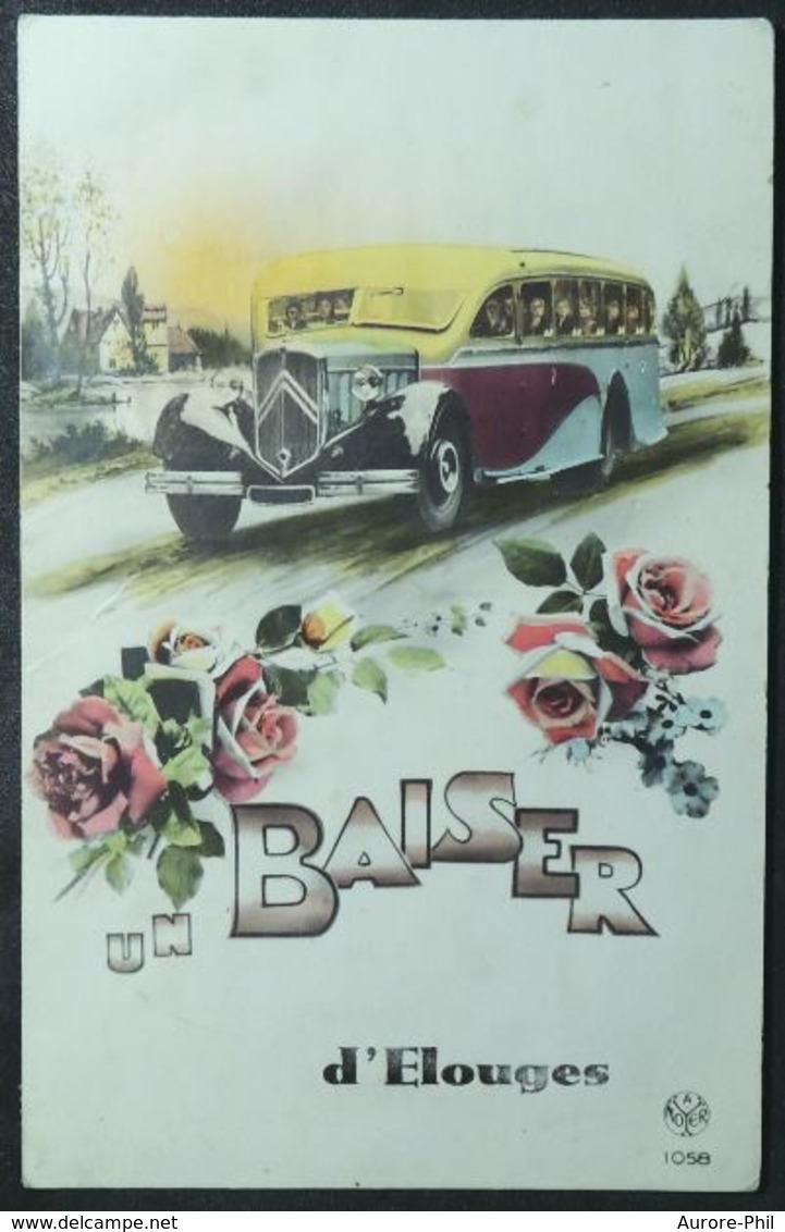 Elouges Un Baiser Carte Fantaisie Automobile, Bus - Dour