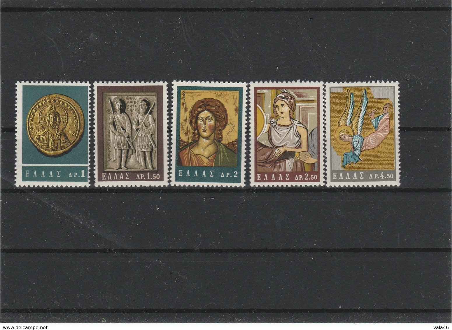 TIMBRES - GRECE   ART BYZANTIN   - JOLIE SERIE DE 5 VALEURS - Variétés Et Curiosités