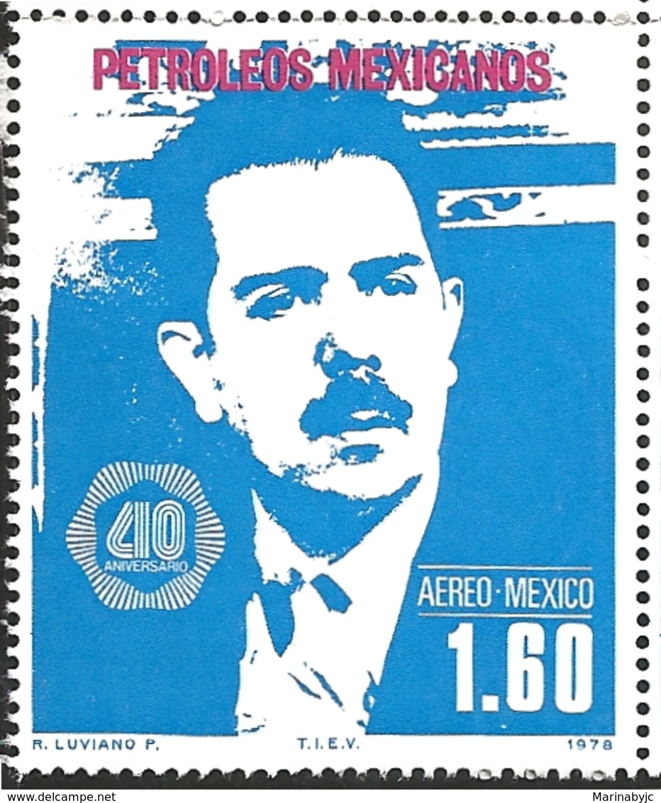 J) 1978 MEXICO, OIL INDUSTRY NATIONALIZATION, 40TH ANNIVERSARY, GEN. LAZARO CARDENAS, SCOTT C556, MN - Mexico