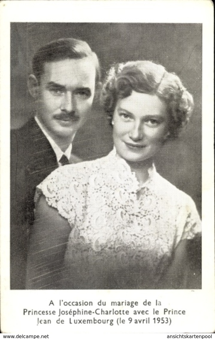 Cp Grand-duc Jean Von Luxemburg, Joséphine Charlotte Von Belgien, Hochzeit 9.4.1953 - Familles Royales