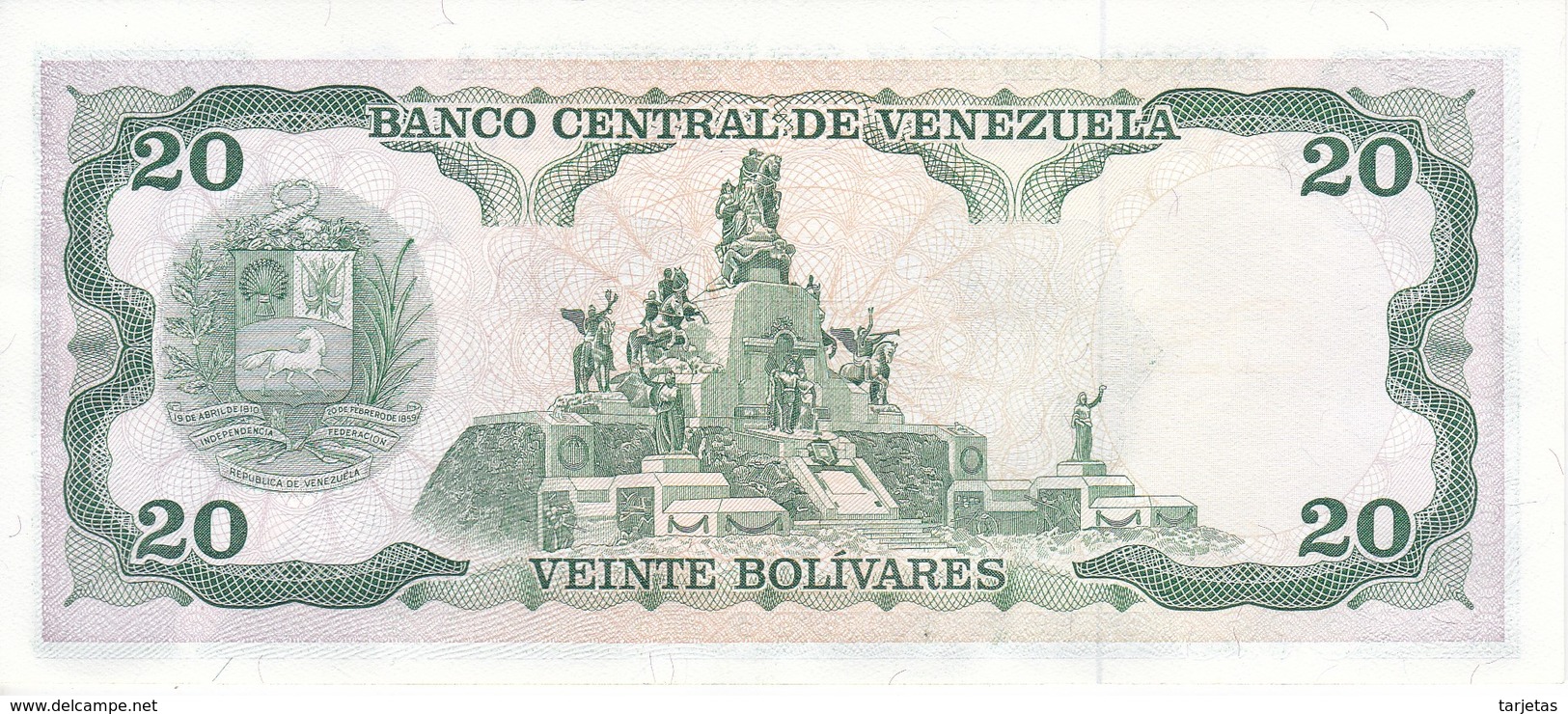 BILLETE DE VENEZUELA DE 20 BOLIVARES DEL AÑO 1990 SIN CIRCULAR  (BANKNOTE) UNCIRCULATED (BANKNOTE) - Venezuela