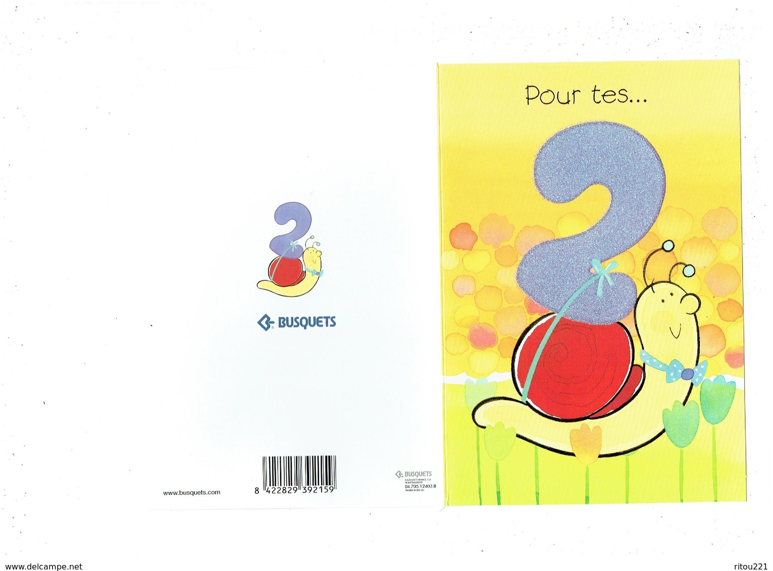 Double Grande Cpm - Anniversaire 2 Ans - Escargot - Snail - - Anniversaire