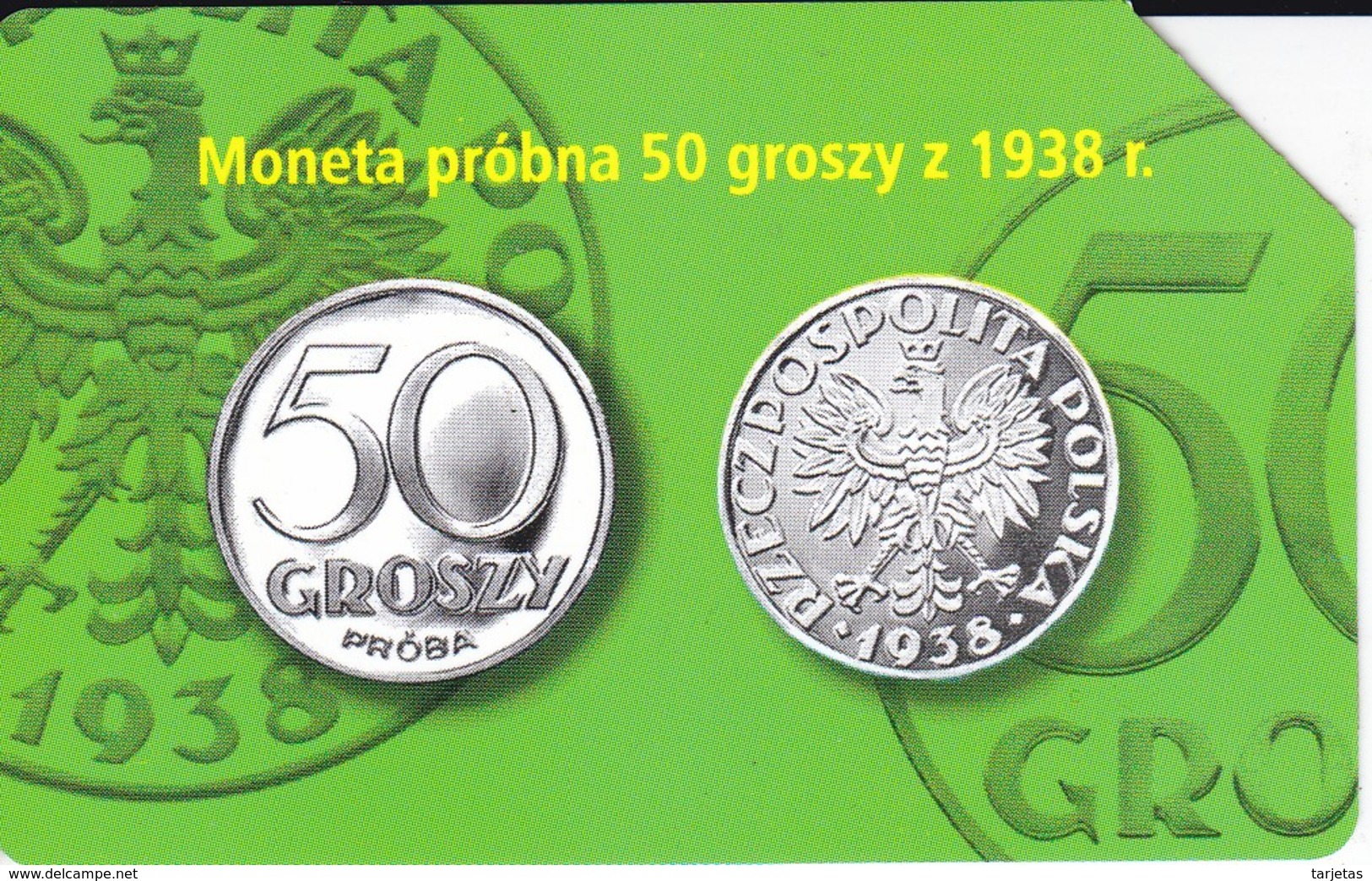 TARJETA DE POLONIA DE UNA MONEDA DE 50 GROSZY (COIN) - Sellos & Monedas