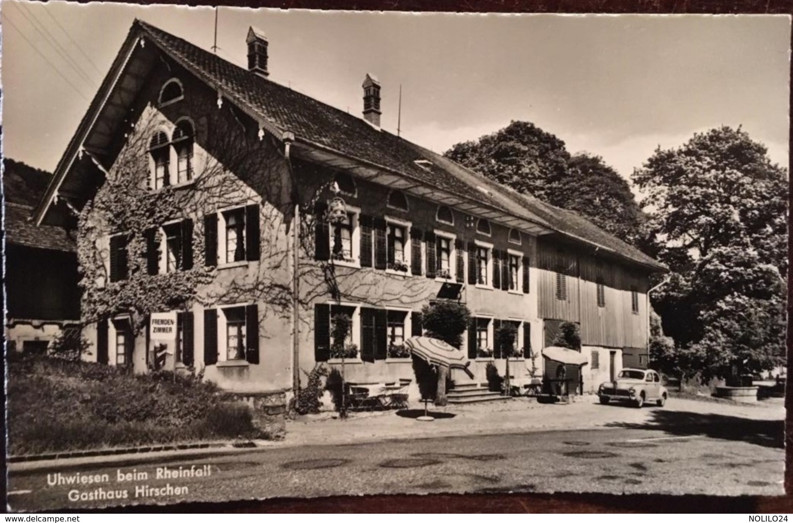 CPSM, Suisse, Uhwiesen Beim Rheinfall, Gasthaus Hirschen (Fam-Max Eggli), éd Hugo Kopp (écrite) - Egg