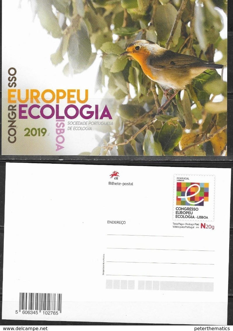 PORTUGAL ,2019, MINT POSTAL STATIONERY, PREPAID POSTCARD, BIRDS, EUROPEAN ECOLOGY CONGRESS - Altri & Non Classificati