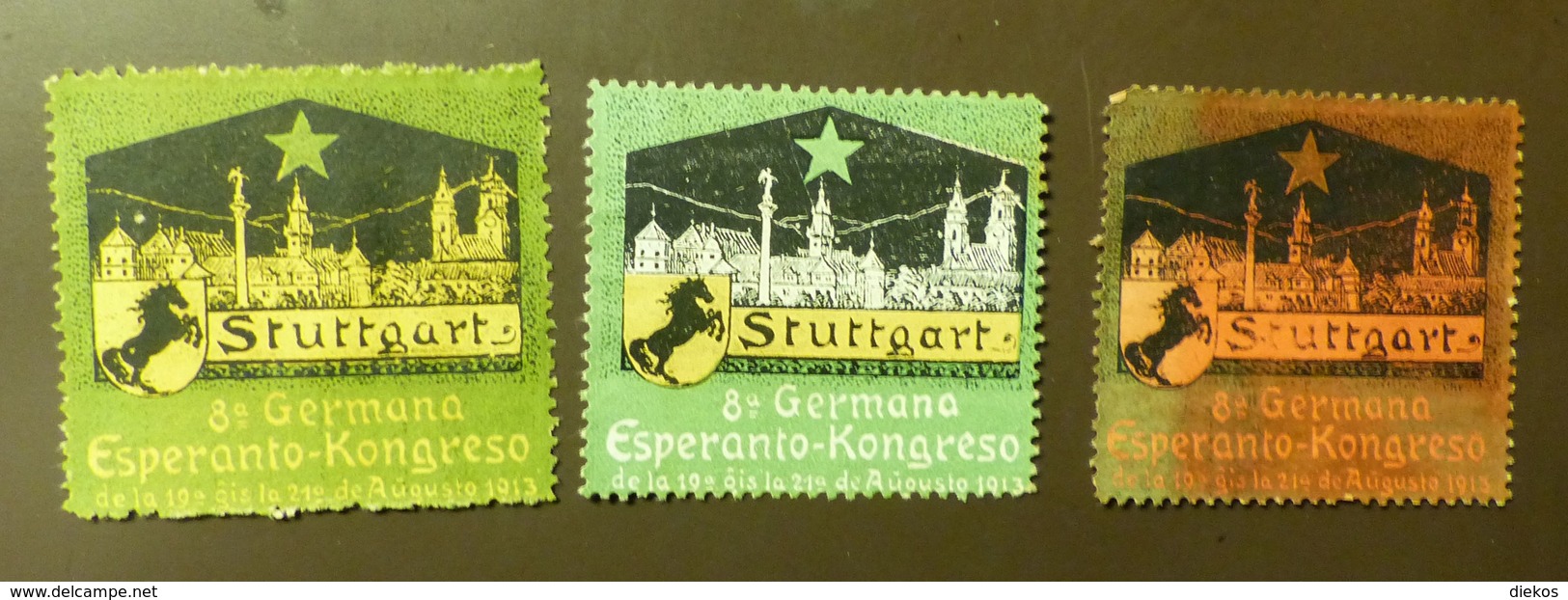 Werbemarke Cinderella Poster Stamp  Esperanto Stuttgart 1913  #1777 - Vignetten (Erinnophilie)