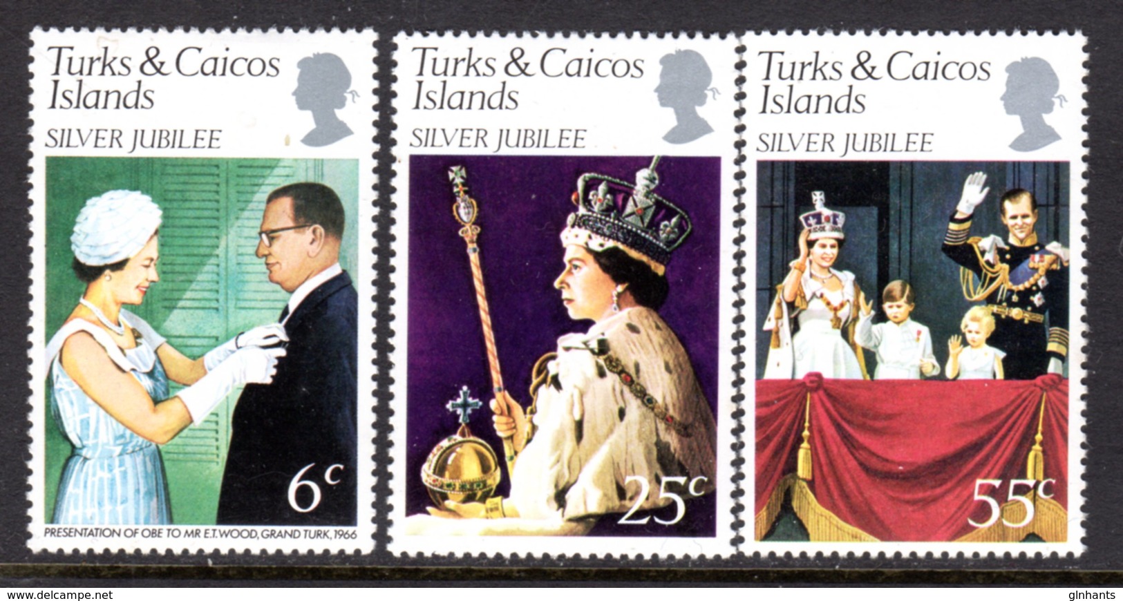 TURKS & CAICOS ISLANDS - 1977 SILVER JUBILEE SET (3V) FINE MNH ** SG 472-474 - Turks & Caicos
