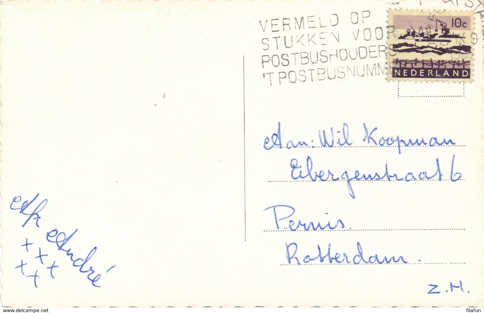 Nederland - 1966 - 10 Cent Landschap Op Postkaart Postzegeltaal - Postzegels (afbeeldingen)