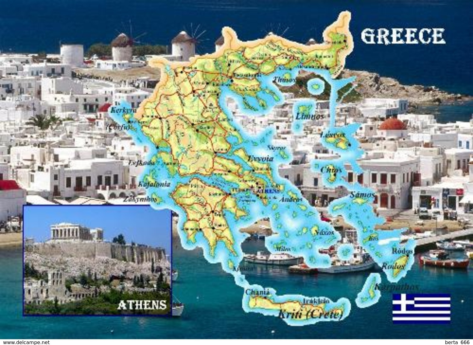 Greece Country Map New Postcard Griechenland Landkarte AK - Griechenland