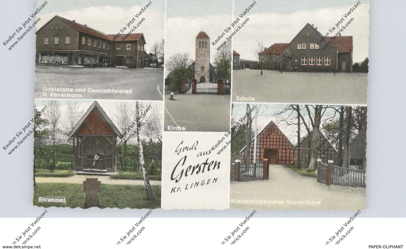 4540 LENGERICH - GERSTEN, Gaststätte Revermann, Schule, Kirche, Ehrenmal - Lengerich