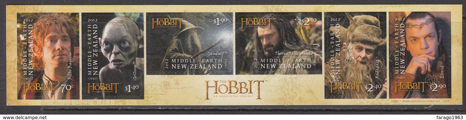 2012 New Zealand The Hobbit Movie Film Miniature Sheet Of 6  MNH @BELOW FACE VALUE - Blocchi & Foglietti