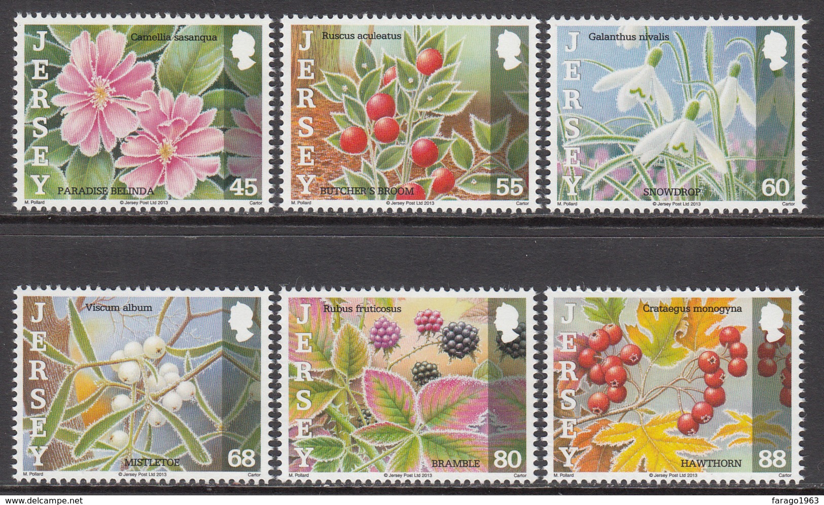 2013  Jersey Flowers Fleurs Complete Set Of 6 MNH @BELOW FACE VALUE - Jersey