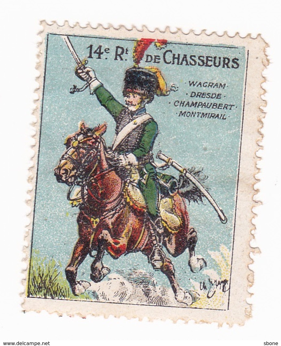 Vignette Militaire Delandre - 14ème Régiment De Chasseurs à Cheval - Vignette Militari