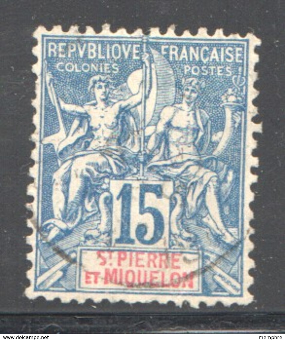 SPM  Groupe 15 Cent  Bleu Yv 64 Oblit. - Usados