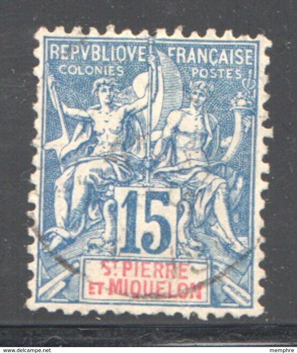SPM  Groupe 15 Cent  Bleu Yv 64 Oblit. - Used Stamps