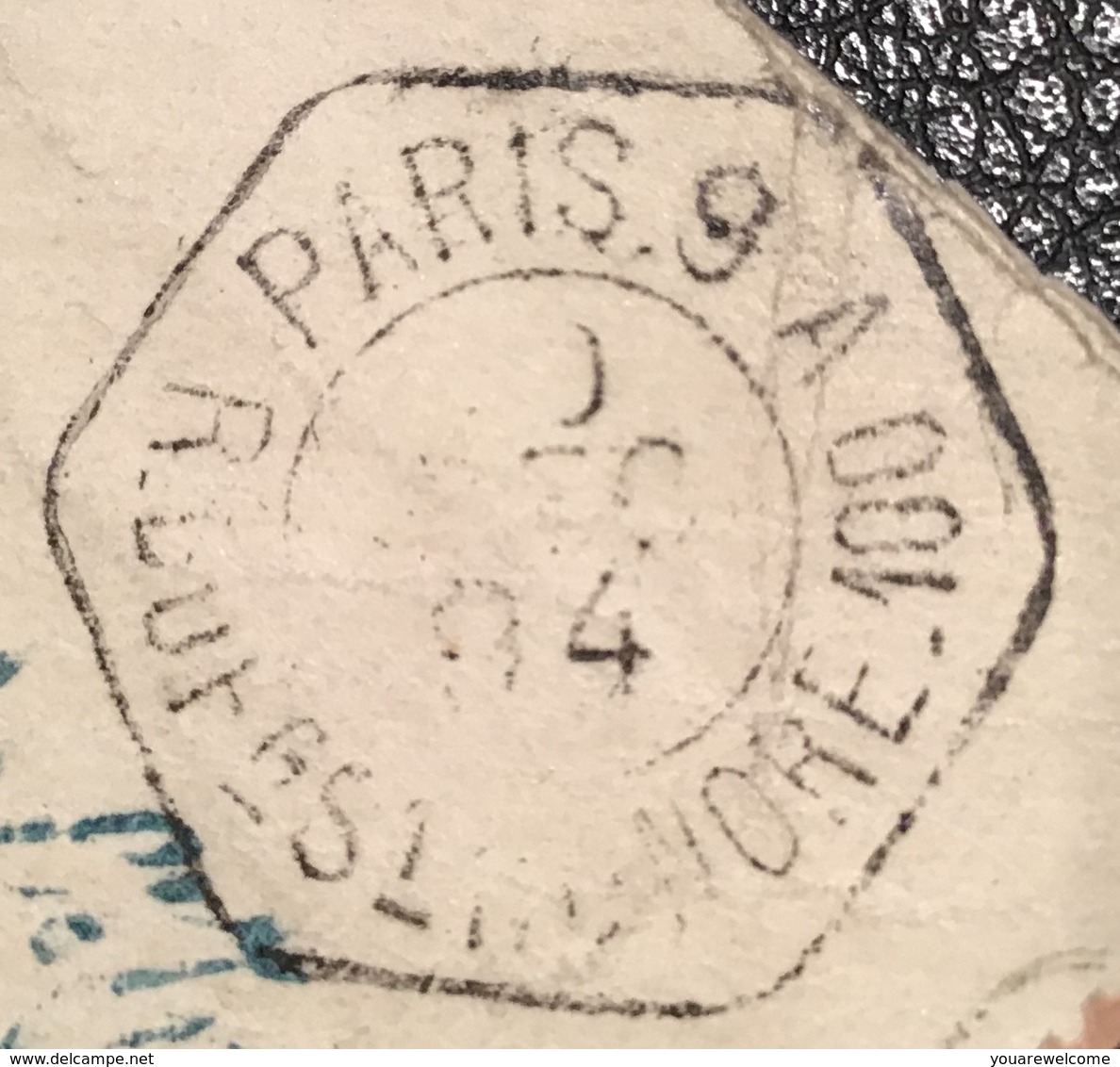 „PARIS 9 R. DU Fg ST HONORE 100“lettre En FRANCHISE + RECOMMANDÉ RR ! Type Sage 1894(recettes Auxiliaire Urbaines - 1877-1920: Période Semi Moderne