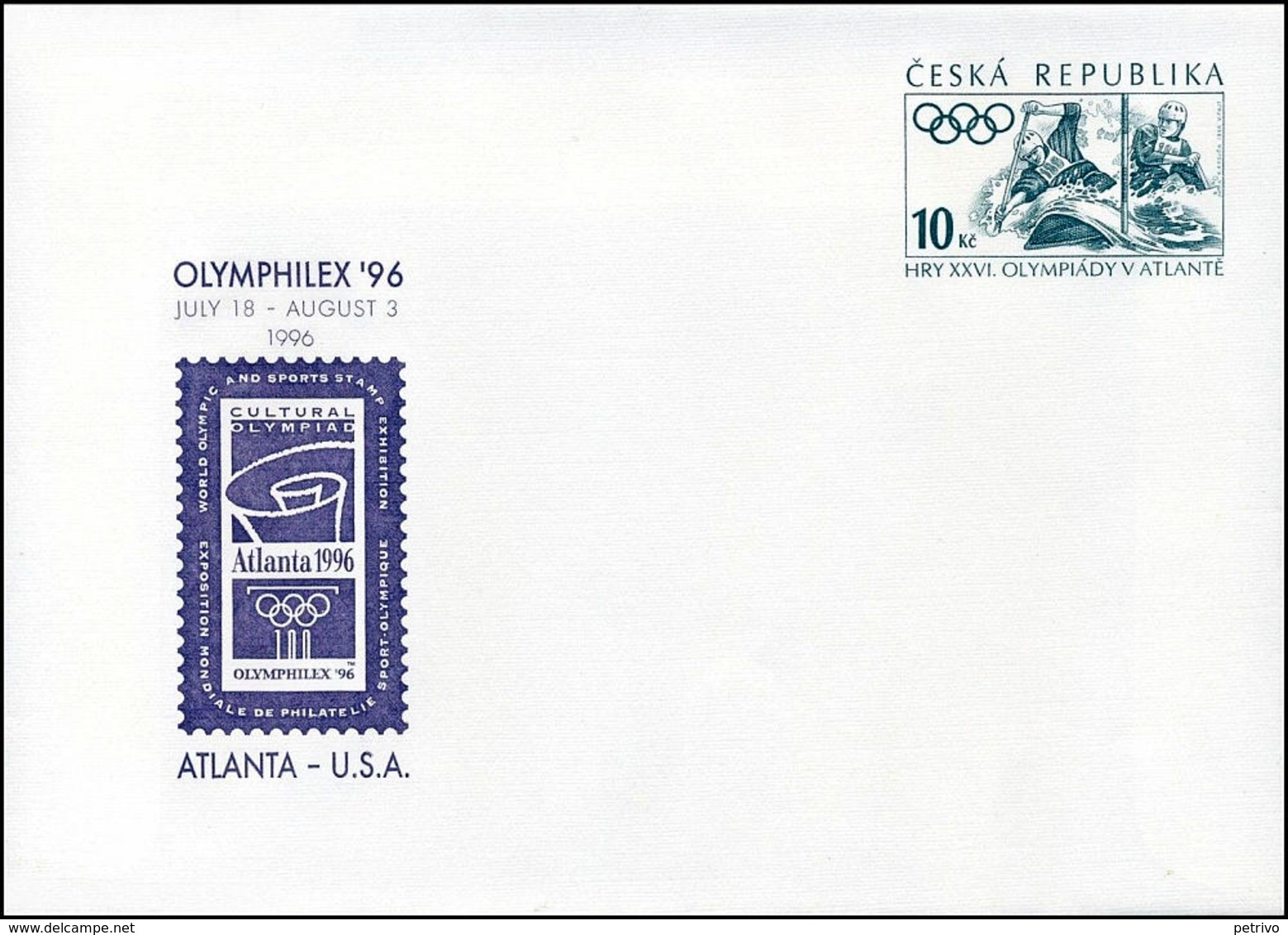 Czech Republic - 1996 C - Olympic Games 1996  - Stationery Cover  (canoe Slalom) - Estate 1996: Atlanta