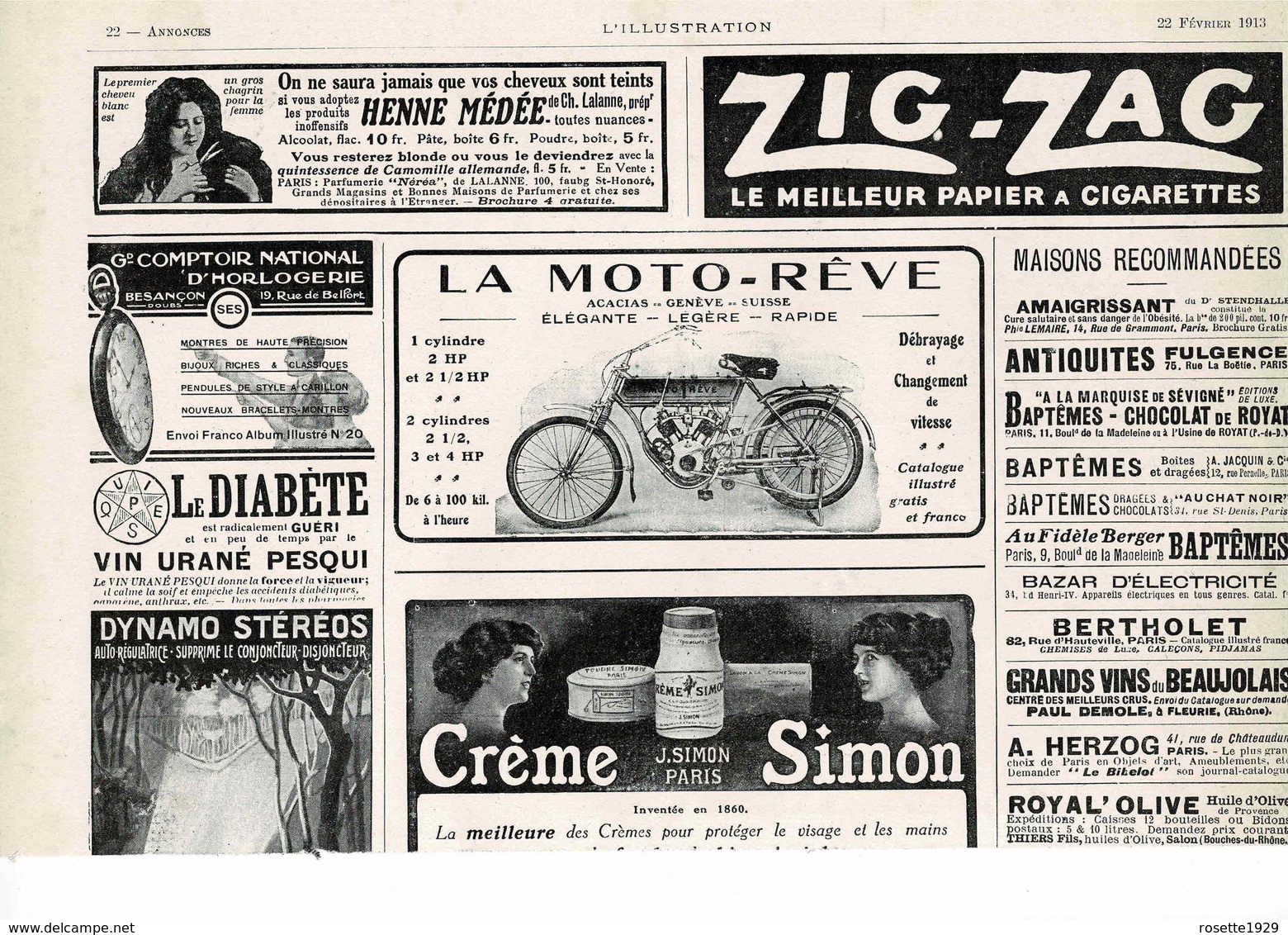 Ancienne Pub Dentifrice Le Dentol, Personnages De La Comédie Française & La Moto Reve,Acacias-Geneve Et D'autres Pubs - Publicités