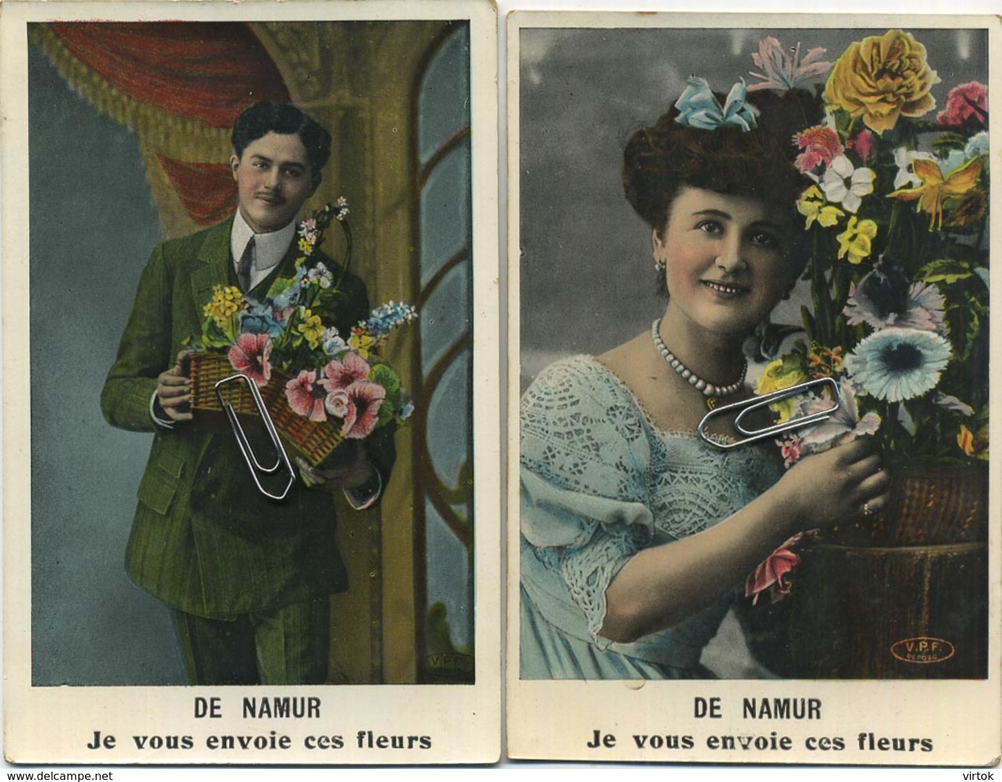 NAMUR :  Je Vous Envoie Ces Fleurs  (  2  Cartes ) Ecrit Avec Timbre 1910 - Namur