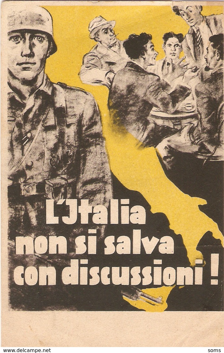 Cartolina WWII, Italia Non Si Salva Con Discussioni !, Prisonnier Italien Du Stalag VI-C, Oberlangen, Emsland, 1944 - Guerra 1939-45