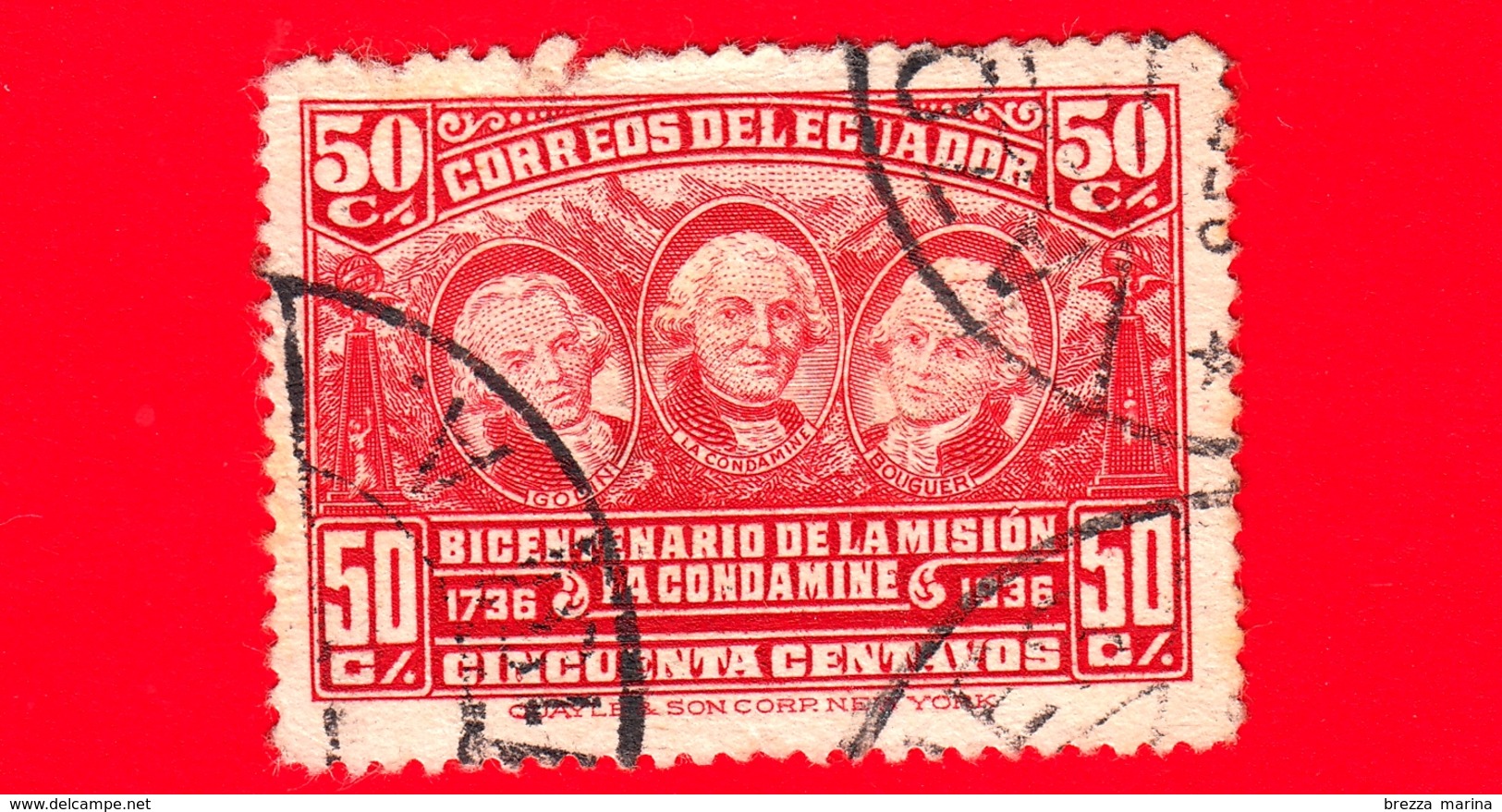 ECUADOR - Usato - 1936 - Bicentenario Della Spedizione Scientifica La Condamine - 50 - Ecuador