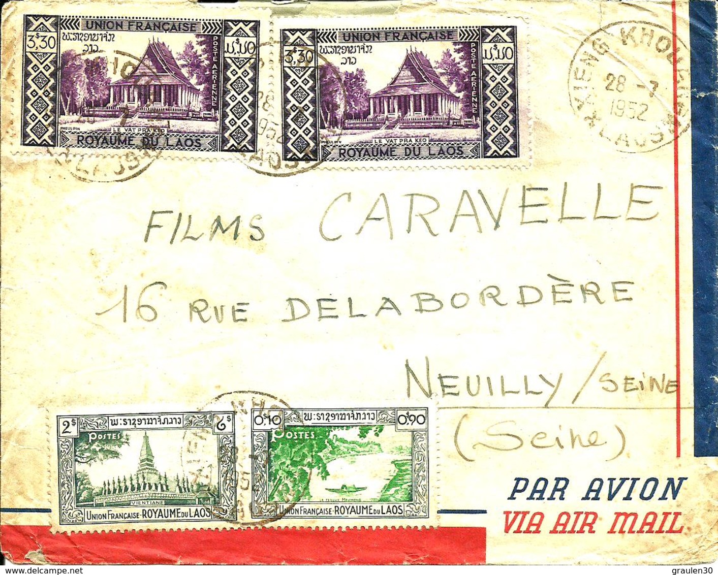 Cachet De  XIENG-KHOUANG -1952 - - Laos