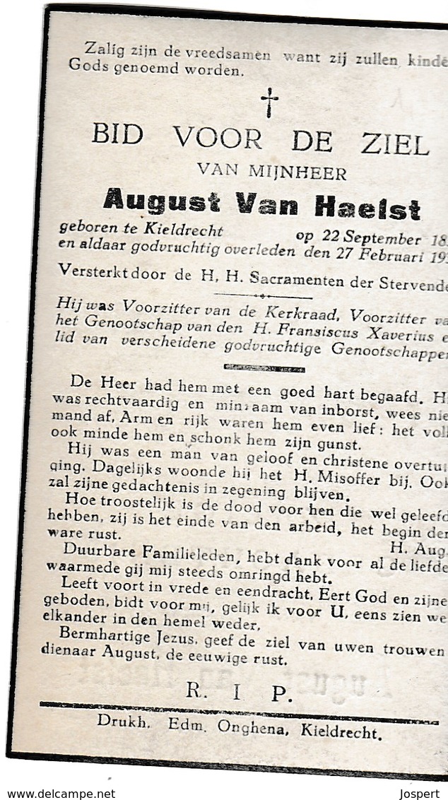 Kieldrecht, 1933, August Van Haelst - Images Religieuses