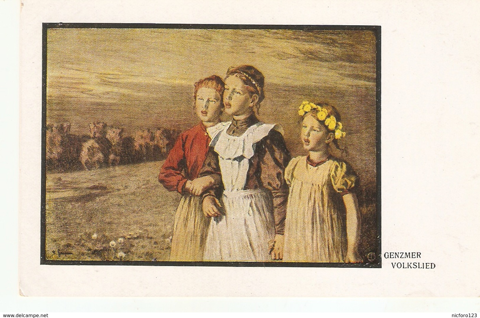 "Genzmer. Volkslied" Fine Painting, Vintage German Postcard - Scenes & Landscapes