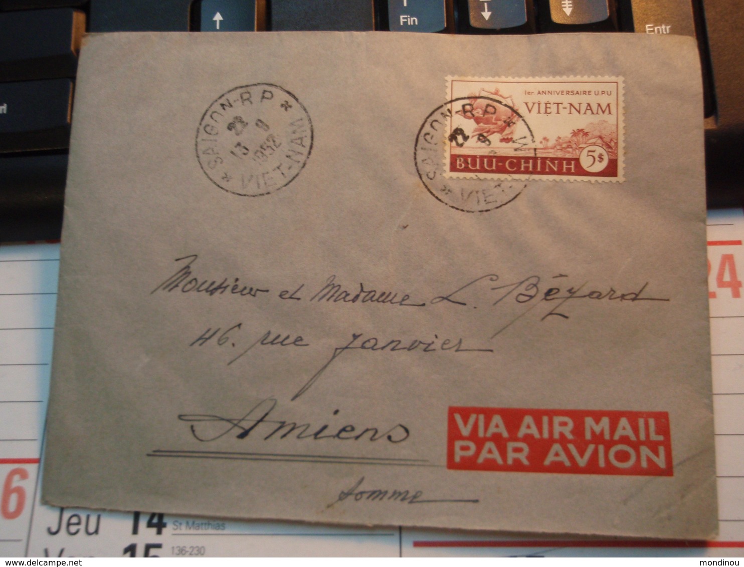 Enveloppe Timbre VIET-NAM Par Avion  BUU-CHINH 1952 - Vietnam