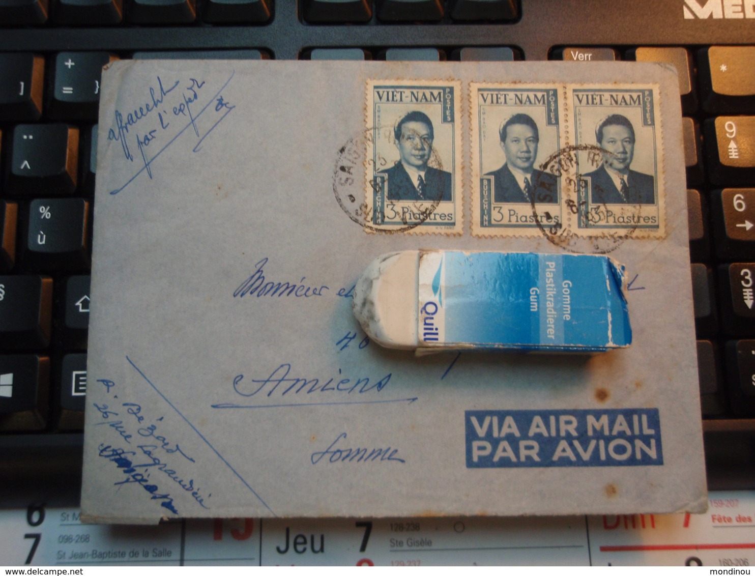 Enveloppe 4 Timbres VIET-NAM Par Avion  1951 Avec Correspondance - Viêt-Nam