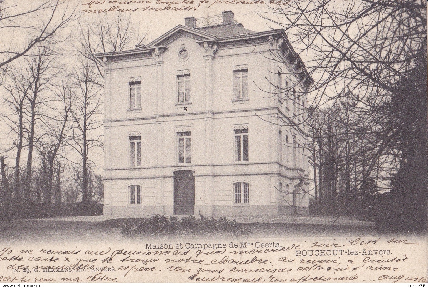 Bouchout-lez-Anvers Maison Et Campagne De Mme Geerts Circulée En 1901 - Böchout