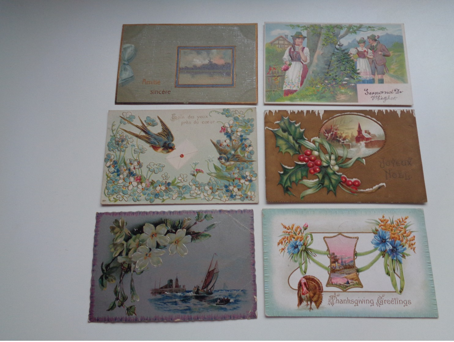 Beau lot de 60 cartes postales de fantaisie gaufrées  gaufrée       Mooi lot van 60 postkaarten van fantasie reliëf