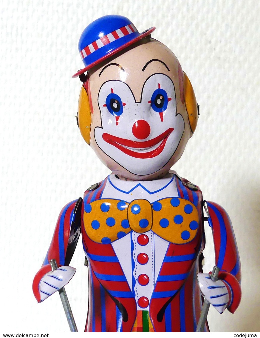 Clown Mecanique En Tole Lithographié - Altri & Non Classificati