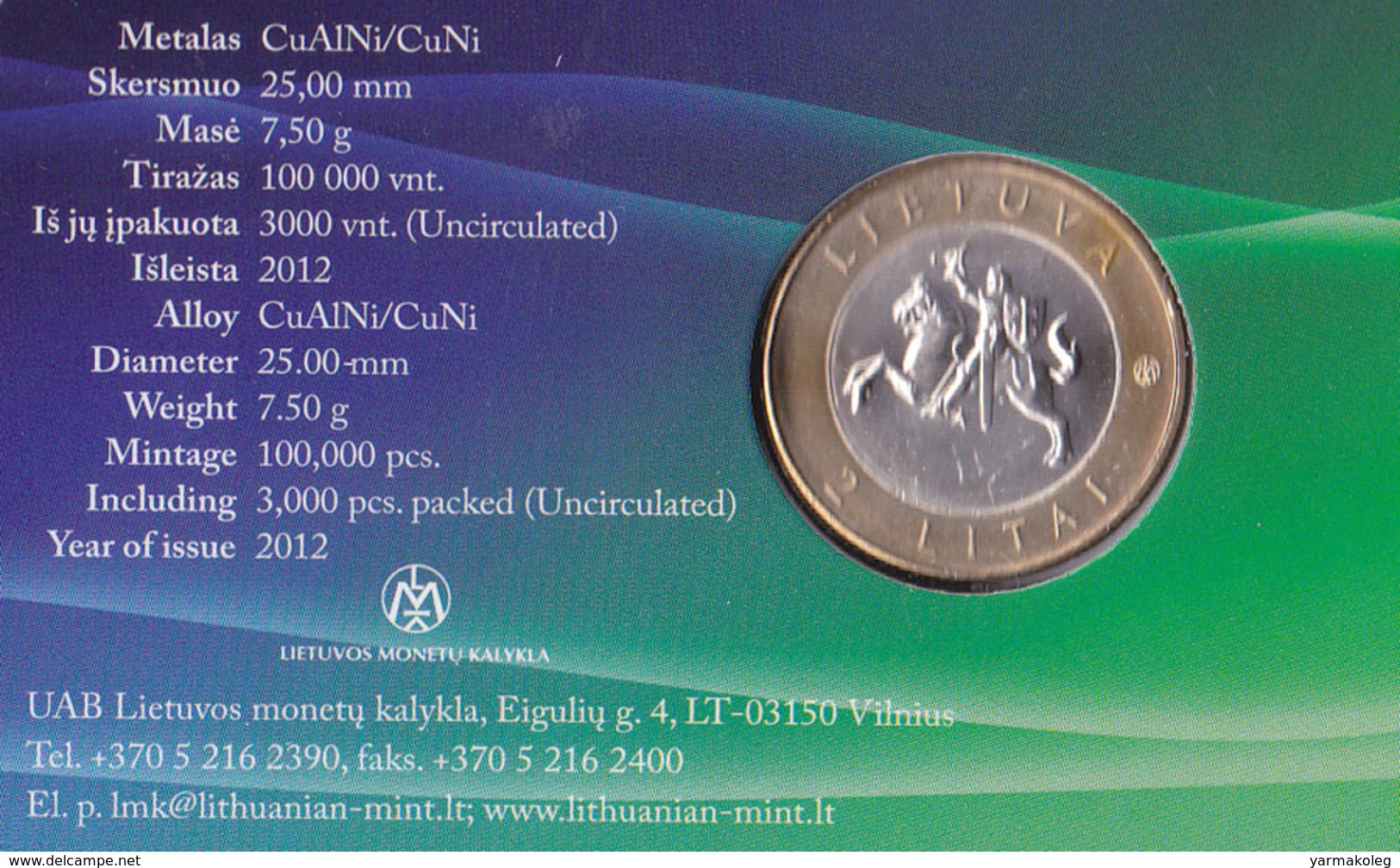 Lithuania 2 Litas 2012 - Lituania