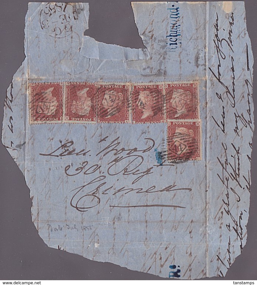 GB - CRIMEA 1855 PART COVER SG26 X 6 FRANKING - Brieven En Documenten