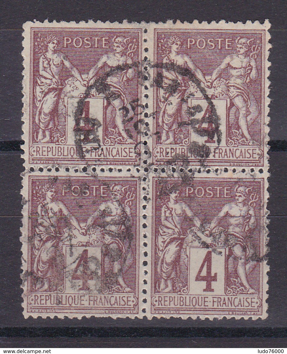 D105/  SAGE N° 88 BLOC DE 4 OBL COTE 30€ - 1876-1898 Sage (Type II)