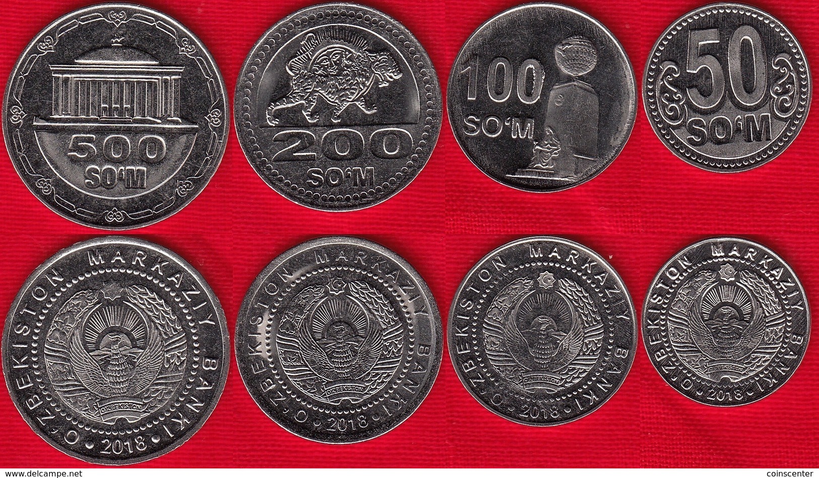 Uzbekistan Set Of 4 Coins: 50 - 500 Som 2018 UNC - Uzbenisktán