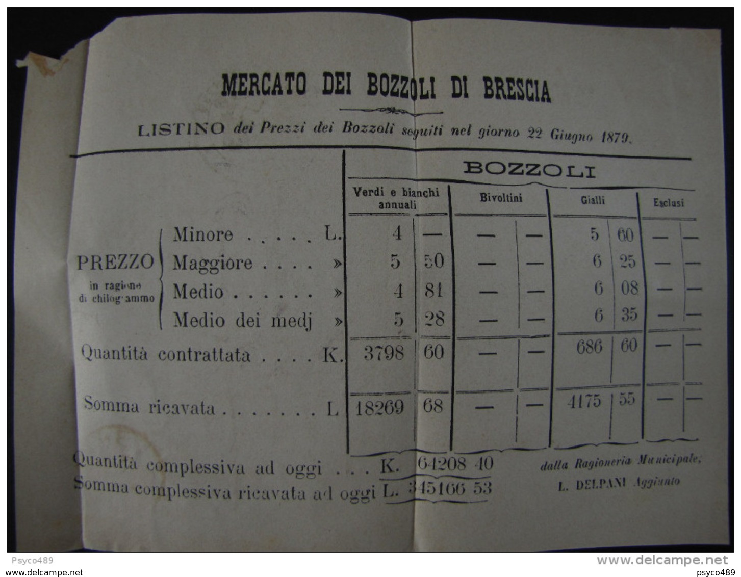 227 ITALIA Regno-1878- "Ondine" C. 2 Su 0.02 BRESCIA>BERGAMO (descrizione) - Storia Postale