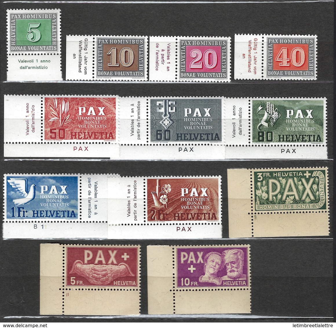 Suisse - Série Complète Pax - N° 405 à 417 ** Grand Luxe - Bord De Feuille - Nuevos